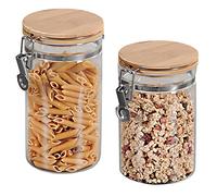 Kesper 92369 13 - Juego de 2 tarros de cristal con tapa de bambú