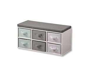 Kesper Banco infantil con cajas de almacenamiento, material: aglomerado, dimensiones: 68 x 29,5 x 33 cm, color: blanco, 17729 13