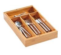 Kesper Bandeja para Cubiertos Variable de bambú, Madera, marrón, 26 x 43 x 6 cm