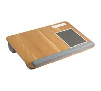 KESPER | Bandeja para Ordenador portátil con cojín y Alfombrilla de ratón, Material: Tablero MDF con Certificado FSC®, Dimensiones: 54,5 x 35,5 x 9,5 cm, Color: Natural, Gris | 77623