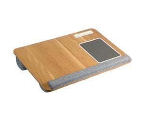 KESPER | Bandeja para Ordenador portátil con cojín y Alfombrilla de ratón, Material: Tablero MDF con Certificado FSC®, Dimensiones: 54,5 x 35,5 x 9,5 cm, Color: Natural, Gris | 77623