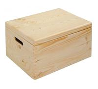 Kesper Caja de Almacenamiento con Tapa abatible, 29 x 19 x 13,5 cm, Madera de Pino con Certificado FSC, apilable, Natural, 69401, marrón, Talla única