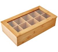 Kesper Caja de té, bambú, marrón, 36 x 9 x 20 cm