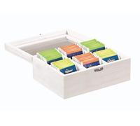 Kesper Caja de té, material: bambú claro, tamaño: 21,5 x 16 x 9 cm, color: blanco crema | 57902