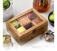 Kesper Caja de té, material: bambú con certificado FSC®, tamaño: 21,5 x 16 x 9 cm, color: marrón oscuro | 59902