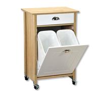 Kesper Carrito de Cocina con Sistema de separación de Basura, Material: Tablero de Fibra, Dimensiones: 50 x 78,5 x 37 cm, Color: marrón, Blanco | 25508 13