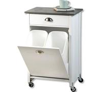 Kesper Carrito de Cocina con Sistema de separación de Basura, Material: Tablero de Fibra, plástico, Dimensiones: 50 x 79 x 37 cm, Color: Blanco, Gris | 25527 13