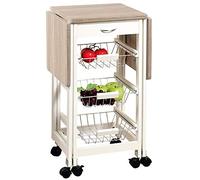 Kesper Carro de Cocina 25817 con 2 encimeras Plegables/lámina Decorativa de Roble