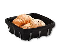 Kesper Cesta de pan y frutas de metal, color negro, tela, 22 x 22 x 9,5 cm, 90885