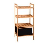 Kesper Estantería con Cesta, Material: bambú, poliéster, Dimensiones: 44 x 34 x 93,5 cm, Color: marrón, Negro | 19438