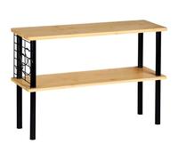 Kesper | Estantería de Cocina, Material: bambú, Metal, tamaño: 55 x 20 x 38 cm, 2 estantes, Rejilla de Alambre con 3 Ganchos, Color: Negro Natural | 58809