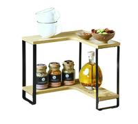 Kesper | Estantería esquinera de Cocina con 2 Niveles, Material: Tablero de Fibra, Metal, Dimensiones: 30 x 28 x 30 cm, Color: Natural, Negro | 27832