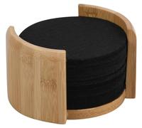KESPER Juego de 12 Posavasos, Incluye Soporte de bambú, Dimensiones: diámetro 10 cm, Grosor: 0,4 cm Aprox