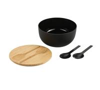 Kesper - Juego de ensaladeras, incluye cubiertos para ensalada, material: plástico (PP), bambú, tamaño: D 24 x H 13 cm, color: negro, marrón - 58470