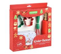 KESPER Juego de repostería infantil de 5 piezas - Rodillo de amasar, batidor, 2 moldes y lata de galletas | Juego de repostería de Navidad para niños, resistente y apto para niños | 69128