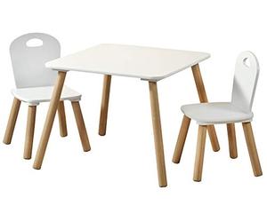 Kesper Mesa infantil con 2 aceras, blanco, Ma e: mesa 55 x 55 x 45 cm, silla 27,5 x 27,5 x 50,5 cm, 1771213