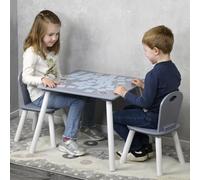Kesper Mesa Infantil con 2 sillas, Material: Tablero de Fibra, Dimensiones: 55 x 55 x 45 cm, Color: Blanco, Gris | 17732 13