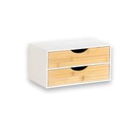 KESPER | Organizador con 2 cajones, material: madera aglomerada y bambú con certificado FSC®, dimensiones: 27 x 16 x 14 cm, color: blanco, natural | 58962