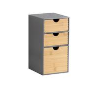 KESPER | Organizador con 3 cajones, material: madera aglomerada y bambú con certificado FSC®, tamaño: 14 x 16 x 27 cm, color: gris, natural | 58965