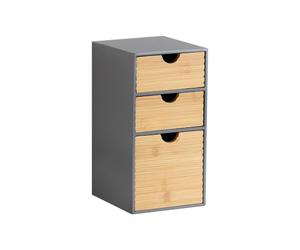 KESPER | Organizador con 3 cajones, material: madera aglomerada y bambú con certificado FSC®, tamaño: 14 x 16 x 27 cm, color: gris, natural | 58965