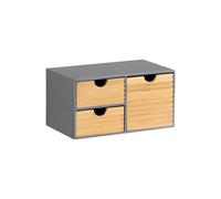 Kesper | Organizador con 3 cajones, MDF y bambú, Dimensiones: 27 x 16 x 14 cm, Color: Gris, Natural | 58961