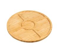 Kesper | Plato redondo | Material: bambú con certificado FSC® | 4 compartimentos con borde | diámetro de 35 cm, grosor: 1,5 cm | plato para aperitivos y bandeja para servir | color: marrón natural |