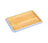 KESPER | Tabla de Servir | Material: Bambú - Certificado FSC® | con Aceite BIOFA | Dimensiones: 30, 5 x 20 x 2 cm | Color: Marrón con Borde Azul | Bandeja de Madera | 58372