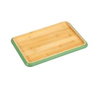 KESPER | Tabla de Servir | Material: Bambú - Certificado FSC® | con Aceite BIOFA | Dimensiones: 30,5 x 20 x 2 cm | Color: marrón con Borde Verde | Bandeja de Madera | 58371