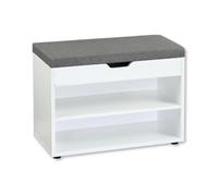 Kesper Zapatero con cojín de Asiento, 60 x 47 x 30 cm, Color Blanco | | Zapatero para 6 pares de zapatos con cojín y compartimento de almacenamiento adicional