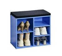 Kesper Zapatero con cojín, material: tablero de fibra, dimensiones: 51,5 x 48 x 29,5 cm, color: azul, negro | 15960