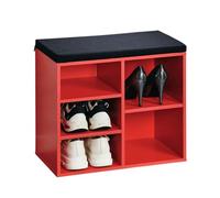 Kesper Zapatero con cojín, Material: Tablero de Fibra, Dimensiones: 51,5 x 48 x 29,5 cm, Color: Rojo, Negro | 15963
