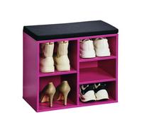 Kesper Zapatero con cojín, material: tablero de fibra, dimensiones: 51,5 x 48 x 29,5 cm, color: rosa, negro |15964