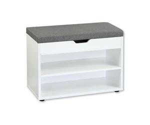 Kesper Zapatero con cojín, Material: Tablero de Fibra, tamaño: 60 x 45 x 30 cm, Color Blanco 15914 13