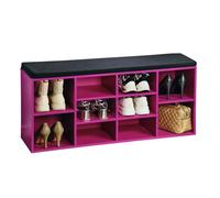 Kesper Zapatero con cojín, Material: Tablero de partículas, funiert, Dimensiones: 103,5 x 48 x 29,5 cm, Color: Rosa, Negro | 15984 13