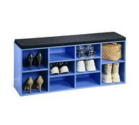 Kesper Zapatero con cojín, Material: Tablero de partículas, funiert, Dimensiones: 103,5 x 48 x 29,5 cm, Color: Azul, Negro | 15980 13