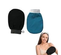 Kessa Exfoliating Glove, Kessa Glove, Zawina Morocco Exfoliating Glove, Exfoliating Gloves for Shower Reusable, Deep Exfoliating Gloves Dead Skin Remover, Double-Sided (Black+blue)