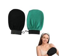Kessa Exfoliating Glove, Kessa Glove, Zawina Morocco Exfoliating Glove, Exfoliating Gloves for Shower Reusable, Deep Exfoliating Gloves Dead Skin Remover, Double-Sided (Black+green)