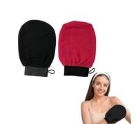 Kessa Exfoliating Glove, Kessa Glove, Zawina Morocco Exfoliating Glove, Exfoliating Gloves for Shower Reusable, Deep Exfoliating Gloves Dead Skin Remover, Double-Sided (Black+pink)