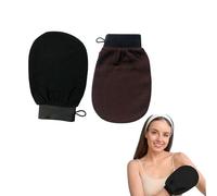 Kessa Exfoliating Glove, Kessa Glove, Zawina Morocco Exfoliating Glove, Exfoliating Gloves for Shower Reusable, Deep Exfoliating Gloves Dead Skin Remover, Double-Sided (Black+brown)