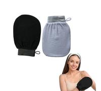 Kessa Exfoliating Glove, Kessa Glove, Zawina Morocco Exfoliating Glove, Exfoliating Gloves for Shower Reusable, Deep Exfoliating Gloves Dead Skin Remover, Double-Sided (Black+white)