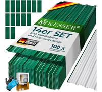 KESSER® 14 chapas perfiladas trapezoidales de 110 cm x 46 cm = 7 m², chapa de techo para cobertizo, placas de techo de acero galvanizado de 0,25 mm, incluye 100 tornillos, arandelas y guantes de