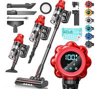 KESSER® Aspiradora inalámbrica con batería de hasta 70 minutos de funcionamiento y silencioso, con pantalla LED, sin bolsa, con cepillo antienredos para suelos duros, alfombra de pelo de animales
