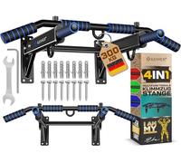 KESSER® Barra de dominadas 4 en 1 para montaje en la pared, asas antideslizantes, función adicional para anillos de cuerdas y sacos de boxeo | seguro y estable | Barra de dominadas para el hogar, azul