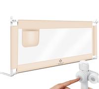 KESSER® Barrera de Cama de 150cm, para niños, Plegable, para Cuna, Cama Infantil, Protección contra Caídas, Cama y Cama con somier Alto: 72 hasta 96 cm, Beige