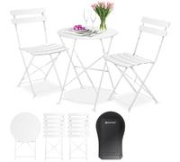 KESSER® Bistroset 3 Piezas de Mesa de bistró con 2 sillas Plegables, Juego de Muebles de balcón, Muebles de jardín, Juego de Asientos, Muebles de jardín, Grupo de Metal, Mesa de jardín, Color Blanco