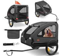 KESSER® Boxer 2 en 1, Remolque para Perros, Silla de Paseo para Perros, Remolque de Bicicleta Grande Aprox. 250 l de Volumen. Incl. Bandera y Bolsa, Lona Oxford 600D, máxima: 45 kg Antracita/Negro