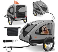 KESSER® Boxer 2 en 1, Remolque para Perros, Silla de Paseo para Perros, Remolque de Bicicleta Grande Aprox. 250 l de Volumen. Incl. Bandera y Bolsa, Lona Oxford 600D, máxima: 45 kg Gris/Negro