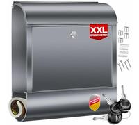 KESSER Buzón XXL de acero inoxidable con compartimento para periódicos, cepillado, 3 llaves con cerradura, revestimiento de polvo, montaje en pared, gran ranura frontal: DIN C4 = DIN A4, incluye