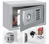 KESSER® Caja fuerte eléctrica - L, Grosor de la puerta 4 mm, Doble cerradura de pestillo, incl. Material de Montaje, Iluminación interior, Caja fuerte blindada, 31x20x20 / Silber