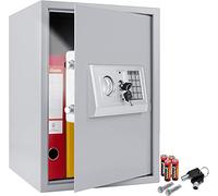 KESSER® Caja fuerte eléctrica - XXL, Grosor de la puerta 4 mm, Doble cerradura de pestillo, incl. Material de Montaje, Iluminación interior, Caja fuerte blindada, 50x35x34,5 / Plata